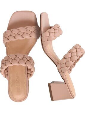 Women's Nude Onyx Braided Heel Sandal +Memory Foam Wide Widths Available
